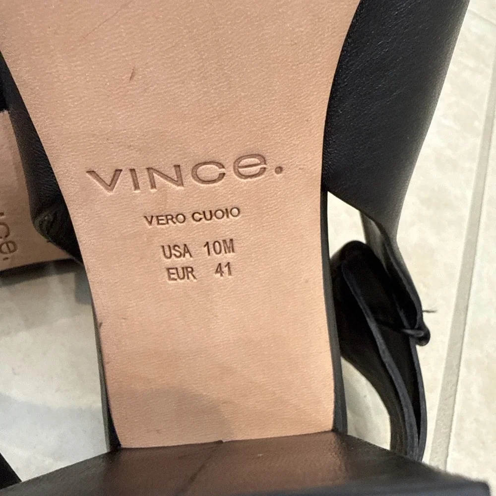 Vince Niara Block Heel Slingback Sandal Black size 10M/ 41 Comfort Career Preppy